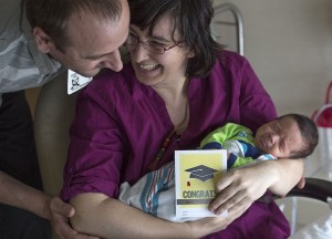 Ratko and Vera Mijatovic are all smiles as they get ready to take their newborn son Stefan home from Neonatal Intensive Care Unit (NICU) at Spectrum Health Helen DeVos Children’s Hospital Friday, May 8, 2015.